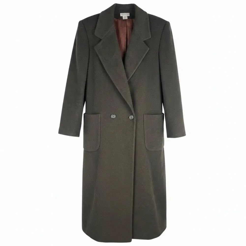 Talbots Wool Cashmere Silk Blend Long Coat Floor Length Green Size 1X